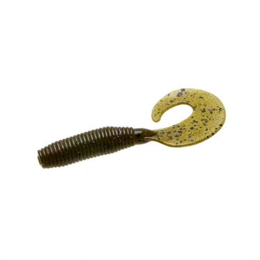 Zoom Fishing Lures 011248-SP Fat Albert Curly Tail Grub 3 Inch 10 Per Pack Green Pumpkin