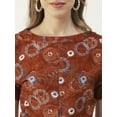 thumbnail image 5 of Moomaya Women Printed Crop Top, Front Knot Short Sleeves Round Neck Summer Top, 5 of 8