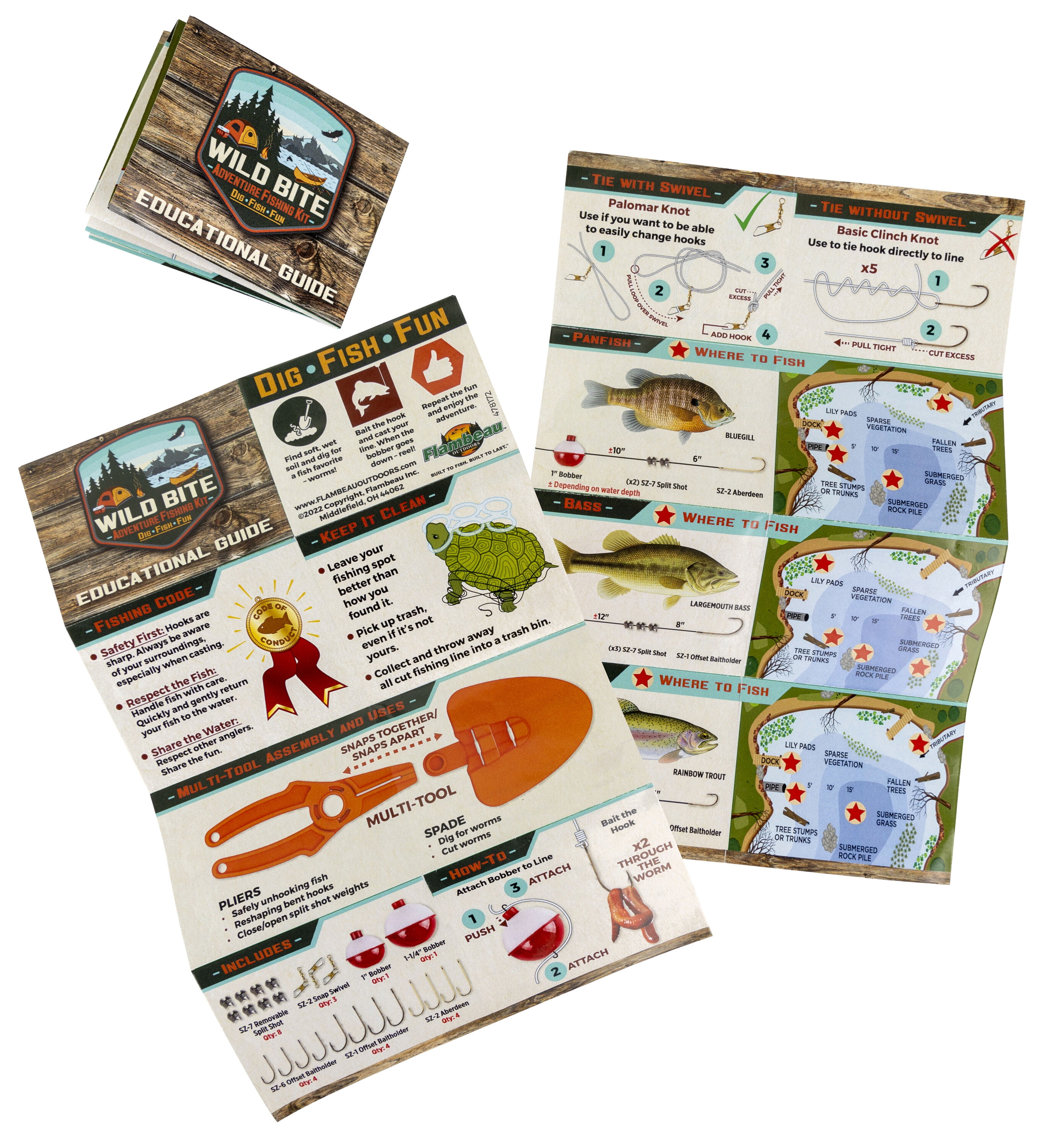 Flambeau Outdoors, Wild Bite Trout 25 Piece Kids Tackle Kit, Fishing Tackle Box, 10.75 inches, Plastic