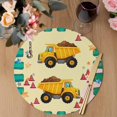 thumbnail image 3 of Yellow Truck Round 15 Inch Placemats Set of 8, Stars Green Checkered Modern Farmhouse Art HeatResistant Non Slip Place Mats for Dining Table, Wipeable Braided Kitchen Table Mats for Housewarming, 3 of 9