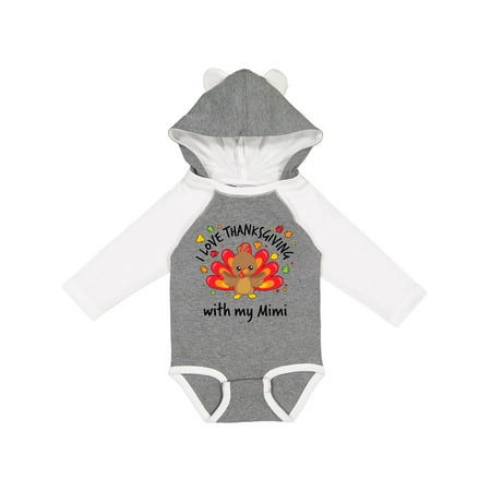 

Inktastic I Love Thanksgiving with My Mimi-happy Turkey Gift Baby Boy or Baby Girl Long Sleeve Bodysuit
