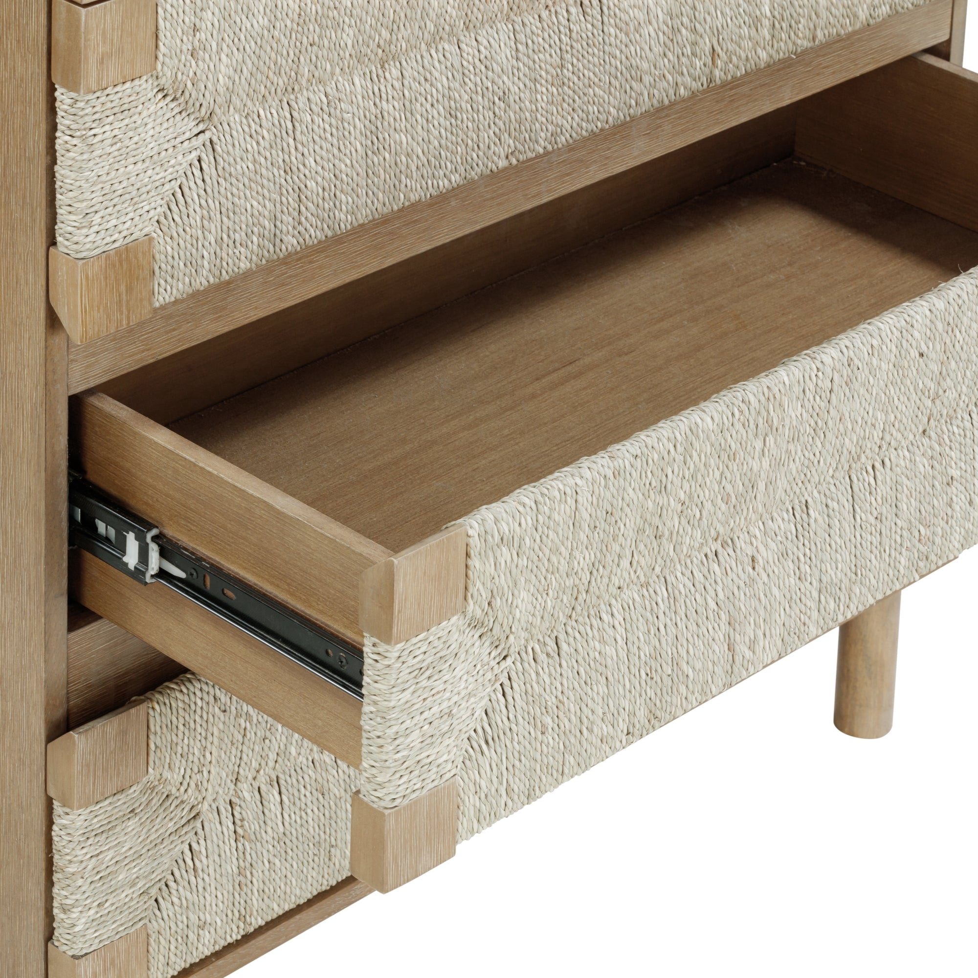 Nathan James Beacon 3 Drawer Dresser, Light Brown Boho Dresser, Bohemian Woven Seagrass Bedroom Dresser
