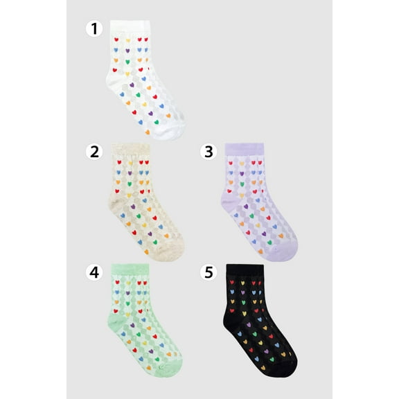 Women's Crew Heart Party Socks-5 Pairs Set
