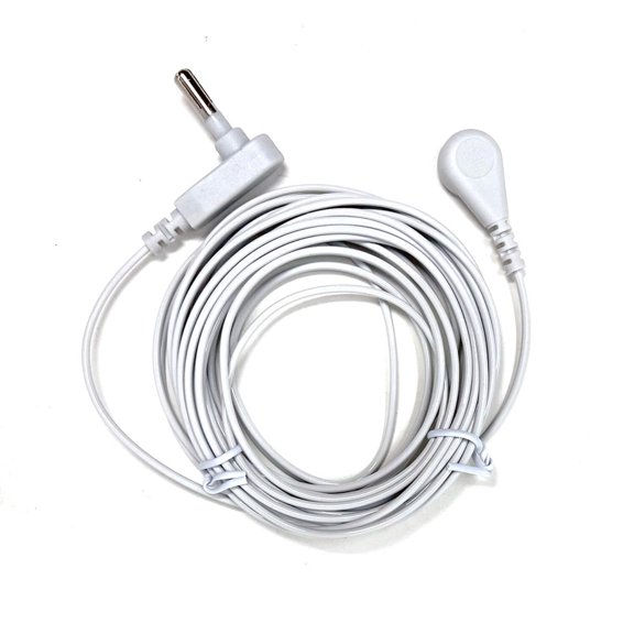 ESD Grounding Cable with 4mm Snap and USA Outlet Plug, 20ft Long - White