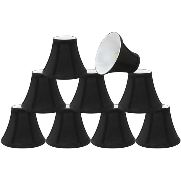 30034 9 Small Bell Shape Chandelier Clip On Lamp Shade Set Pack Transitional Design In Black 6 Bottom Width 3 X 5 Com Bell Shape Chandelier Clip, Black Mini Chandelier Lamp Shades