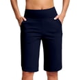 thumbnail image 4 of Women's High Waisted Yoga Shorts with Pockets 2026 Summer Casual Knee Length Comfy Breathable Workout Running Athletic Beach Shorts, 4 of 6