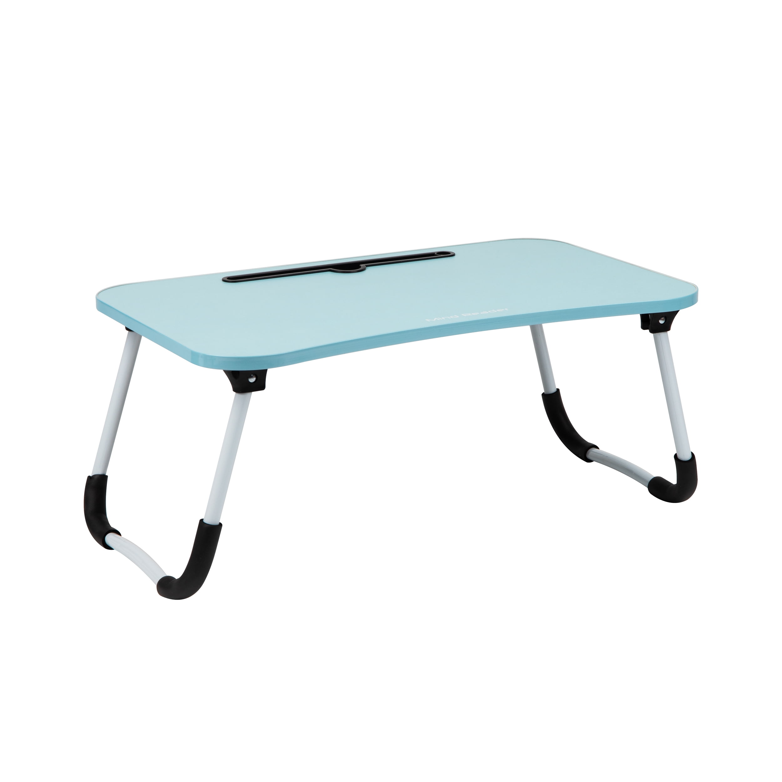 Mind Reader Foldable Bed Tray, Lap Desk with Fold-Up Legs, Freestanding Portable Table for Laptop, Tablet, Reading, Blue