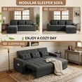 thumbnail image 3 of Noelse 87" Sectional Sleeper Sofa, Pull Out Couch with Adjustment Backrest, Convertible Sectional Couch Bed for Living Room, Guest Room, Dark Grey, 3 of 10