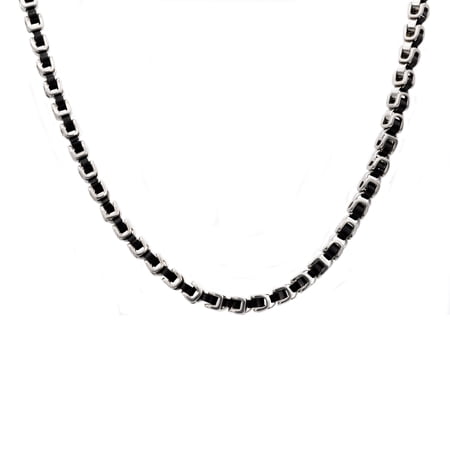 Arista Men's Black Plated Stainless Steel U Link Chain Necklace, 24"