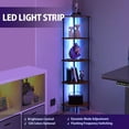 thumbnail image 4 of 5 Tier Corner Shelf with LED Light,Tall Corner Wall Shelf, Display Shelf,Narrow Bookshelf,The Classic Combination of Rustic Brown and Black Standing Shelf,Suitable for Bedroom,Living Room,Kitchen, 4 of 8