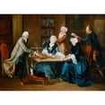 thumbnail image 2 of Marius-Pierre Lemazurier 24x19 Black Ornate Framed Double Matted Museum Art Print Titled: Family Meeting Barred in its Interior (1772), 2 of 5