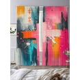 thumbnail image 3 of Impressionist Style Sheer Curtains 108 Inches Long 2 Panels Pink Blue Color Block Collage Art Light Filtering Semi Sheer Window Curtains Drapes for Bedroom Living Room 52"x108", 3 of 7