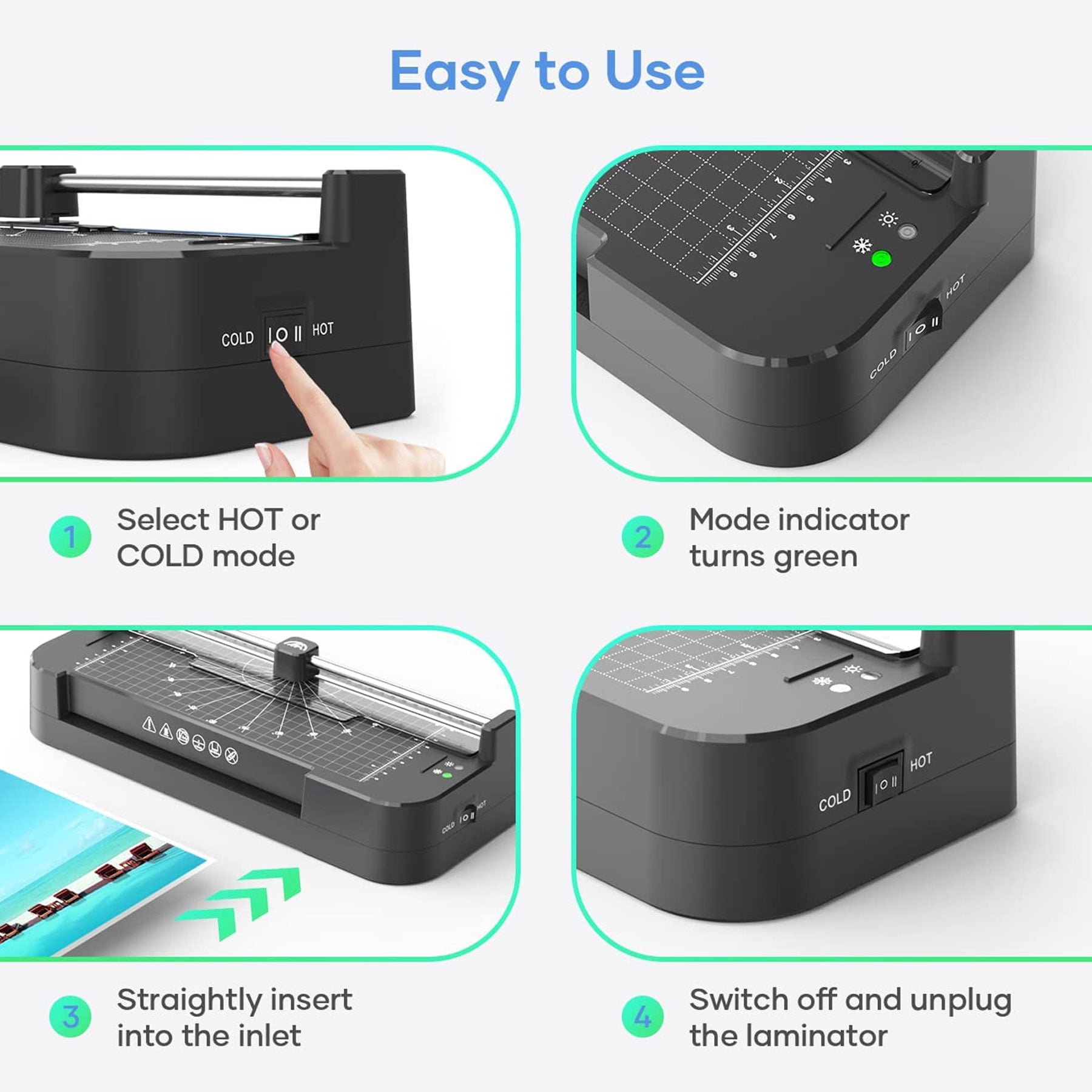 Crenova 9 inch Laminator Machine, Hot & Cold Laminating, Fast Warm-Up, Thermal Laminator with Paper Trimmer for Office Home, Black