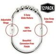 thumbnail image 4 of Wide Shower Curtain Rings / Hooks Set, DecorativePolished Chrome Finish, Easy Glide, 4 of 11