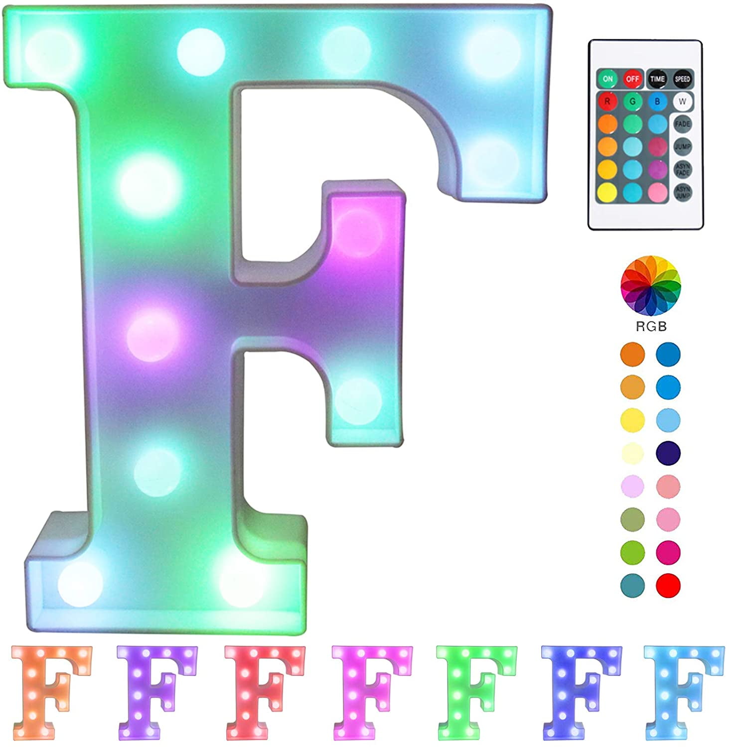 Pooqla Colorful LED Marquee Letter Lights with Remote – Light Up ...