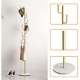 thumbnail image 3 of Gold Coat Rack, Free-standing Small Modern Coat Stand Tree with 6 Hooks, Marble Base, Hat & Coat Cactus Shape Hanger for Bedroom, Office, Metal Vintage, gold, 3 of 13