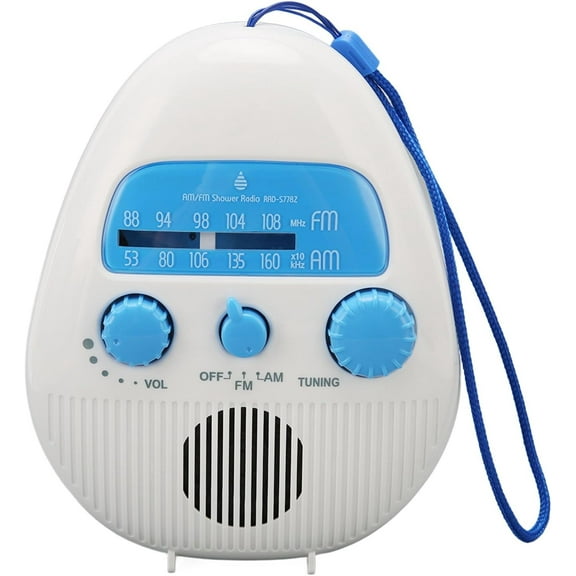 Waterproof Shower Radio, Portable AM/FM Bathroom Radio with Large Speaker for Crystal Clear Sound, Anti-Fog Design for Steamy Showers, Enjoy News & Music with Easy Knob Control.