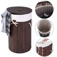 thumbnail image 2 of GoDecor Bamboo Hamper Laundry Basket Home Washing Cloth Organizer Storage Bag Lid Brown, 2 of 6