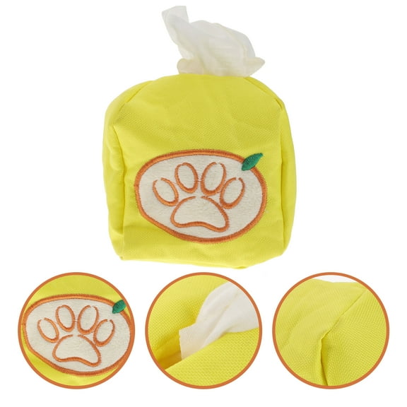 PBPBOX Dog Interactive Toy Tissue Box Dog Toy Yellow Oxford Cloth 1Pcs