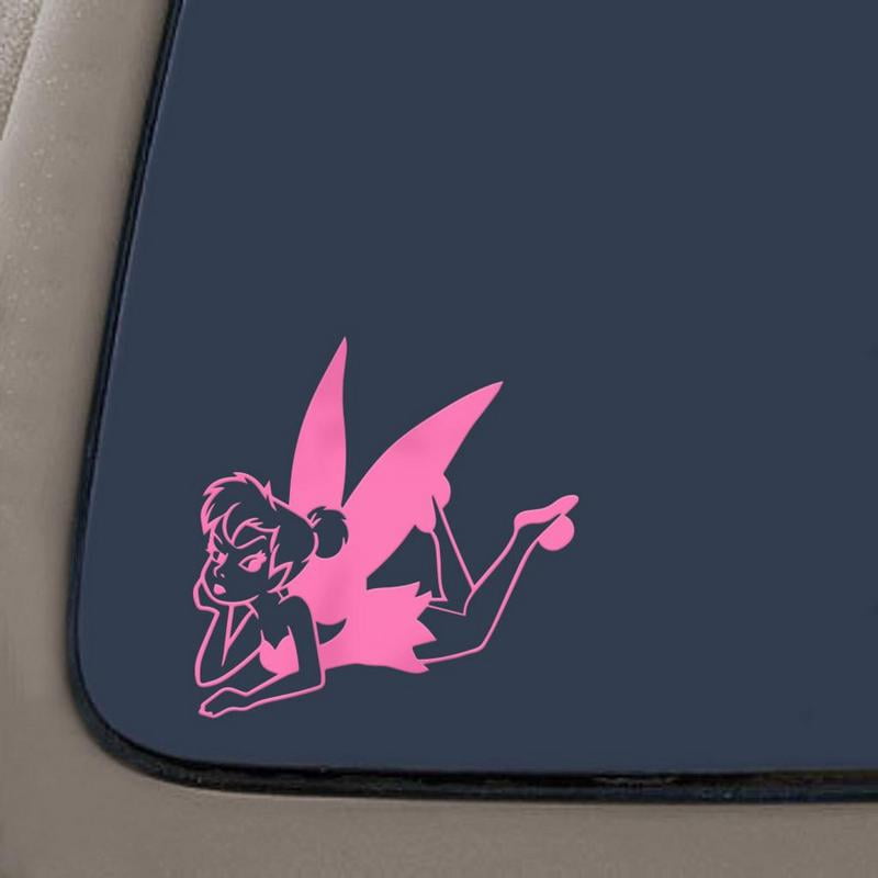 Tinkerbell Laying Cartoons Car Window Wall Laptop Decal Sticker Pink