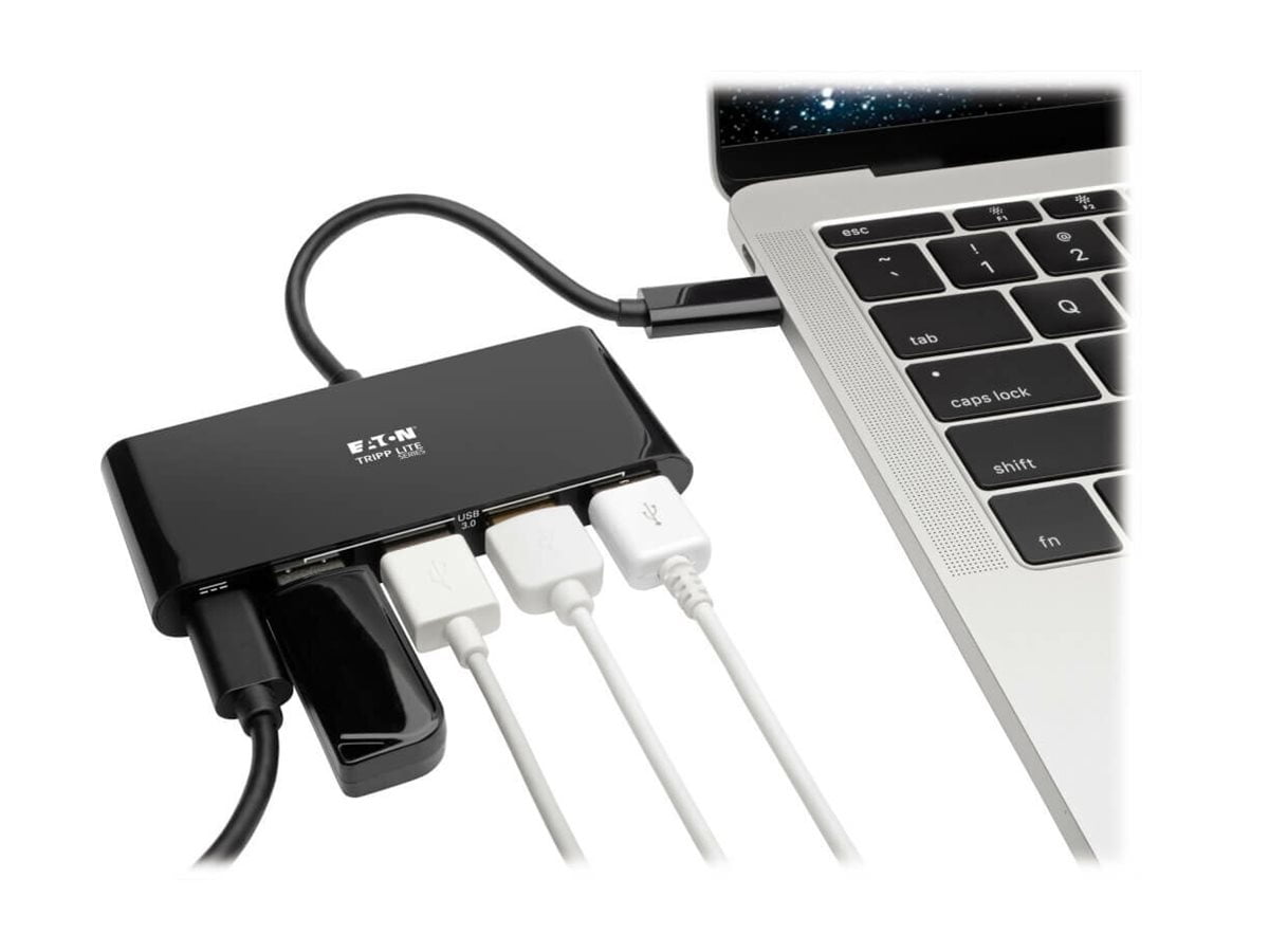 Tripp Lite USB-C Hub Adapter w 4x USB-A & USB Type C PD Charging
