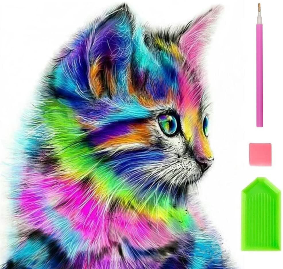 5D Paint by Numbers Cat Diamond Painting Kit for Kids