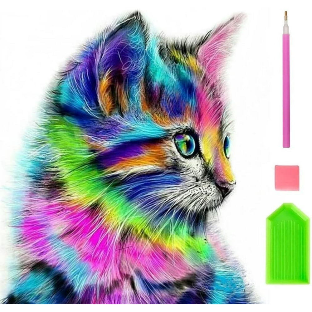 5D Paint by Numbers Cat Diamond Painting Kit for Kids & Adults