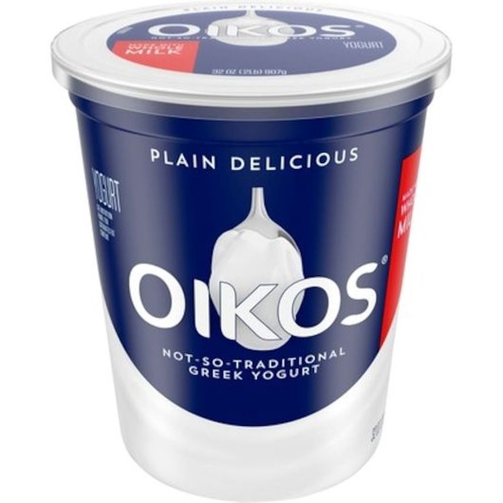 Oikos Organic Plain Whole Milk 4 Percent Fat Greek Yogurt, 32 Ounce -- 6 per case.