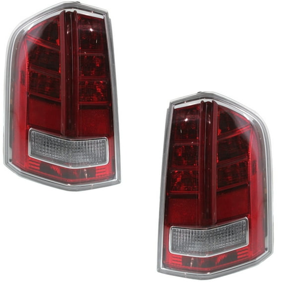 For Chrysler 300 2011 2012 Tail Light Driver and Passenger Side | Pair | CAPA | LED | Clear and Red Lens | Type 2 | Red Trim | Replacement For CH2800196, CH2801196 | 68042171AE, 68042170AE