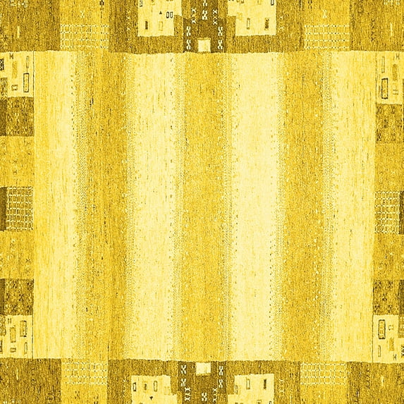Ahgly Company Indoor Square Solid Yellow Modern Area Rugs, 8' Square