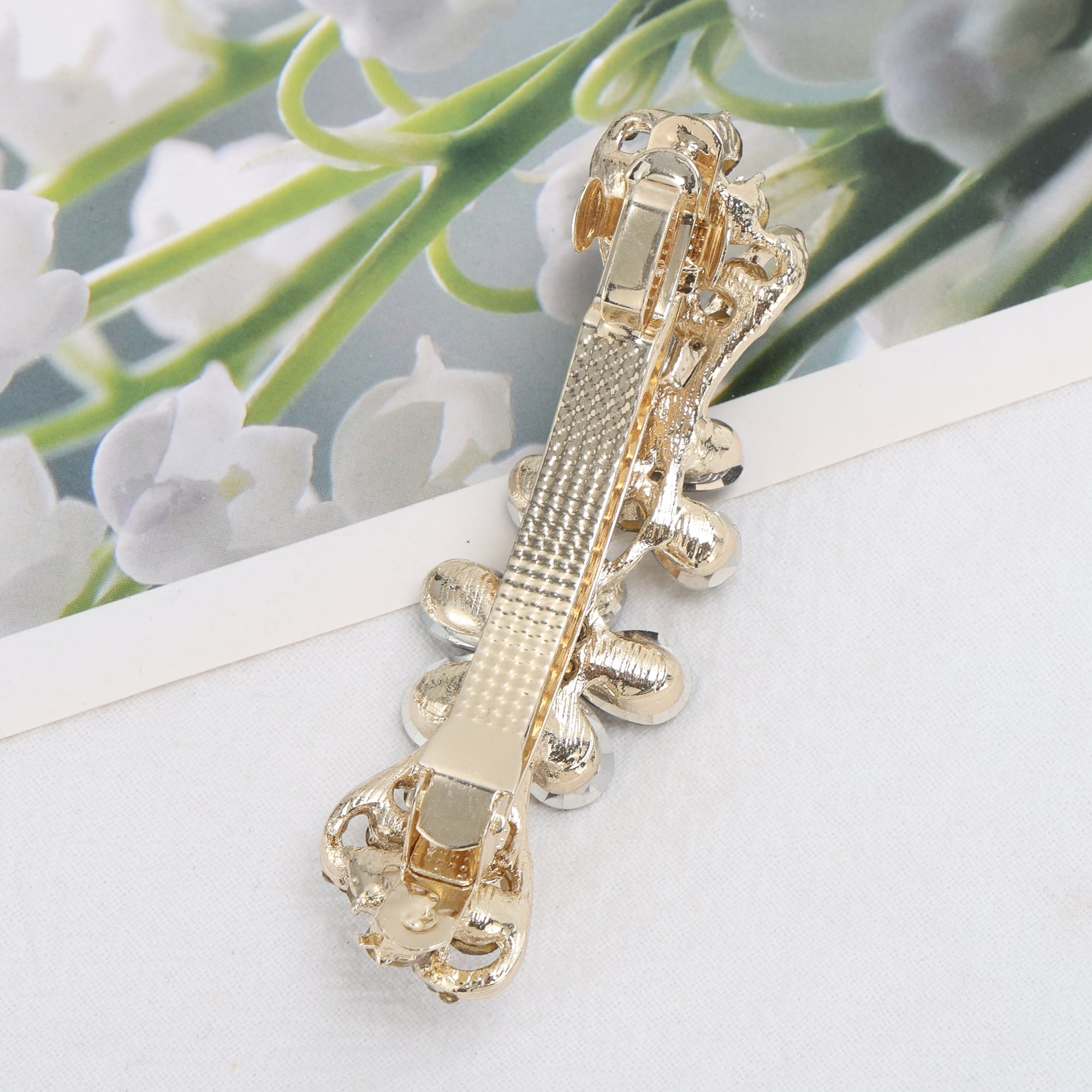 Unique Bargains Flower Hair Barrettes 1 Pc Special Occasions Gray