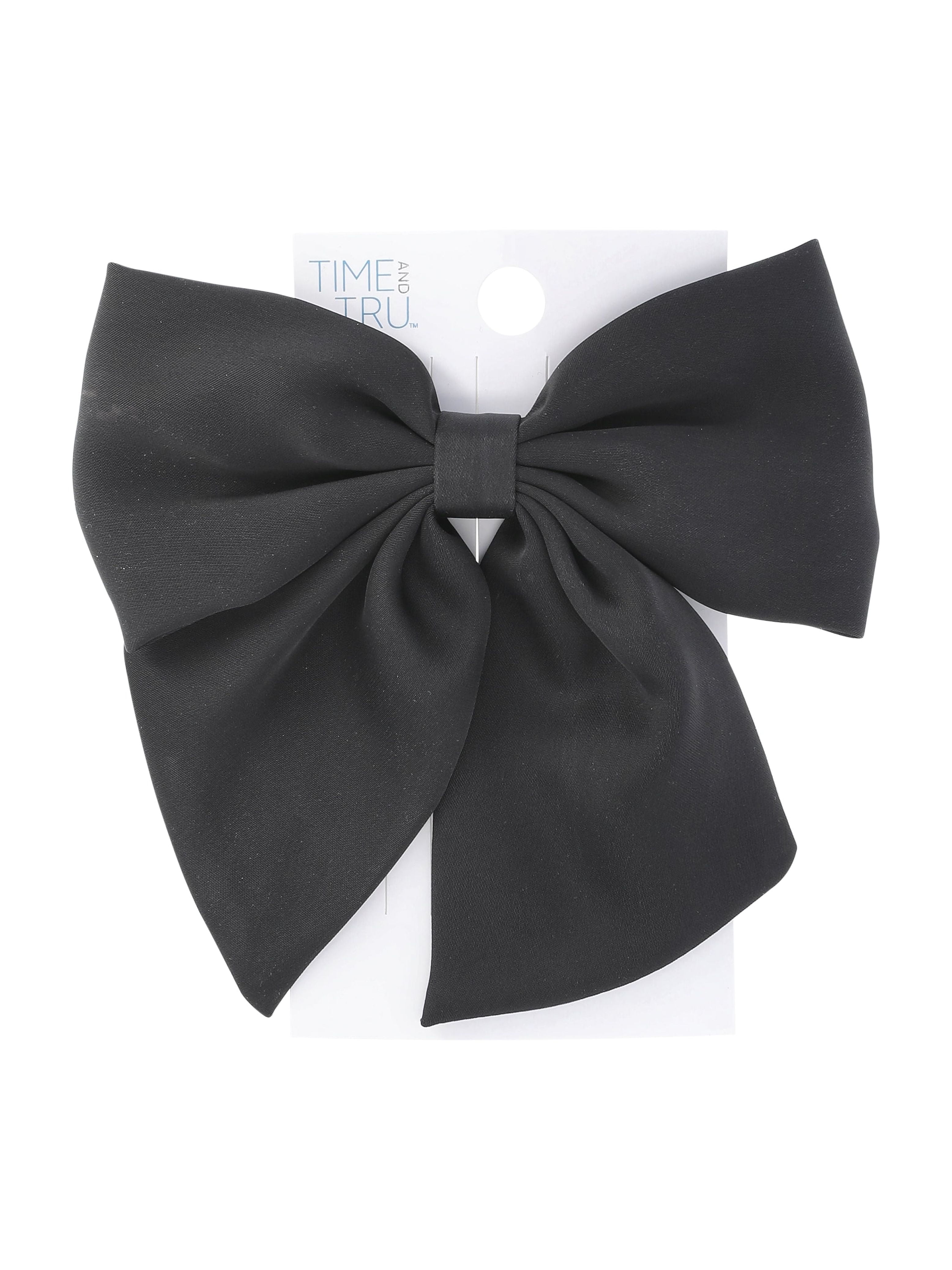Time and Tru Women's Fabric Bow Hair Barrette, Black