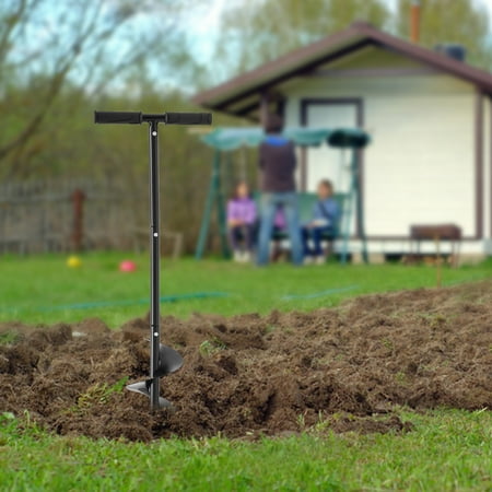 6 Fence Manual Garden Auger Drill Black with Handle Pair* Gloves Connecting Rods for Loose Soil and Garden Sand