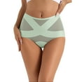 thumbnail image 2 of PMVFHDE Women High Rise Smooth Silk Sports Underwear Cross Back Seamless Breathable Plus Size Rear Lift Triangle Panties Plus Size Underwear For Women Green,L, 2 of 3