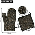 thumbnail image 6 of Black Gold Marble Pattern Kitchen Oven Mitt and Pot Holder Sets 2 Pcs for Baking, Cooking and Grilling, Heat Resistant Up To 392 °F, 6 of 7