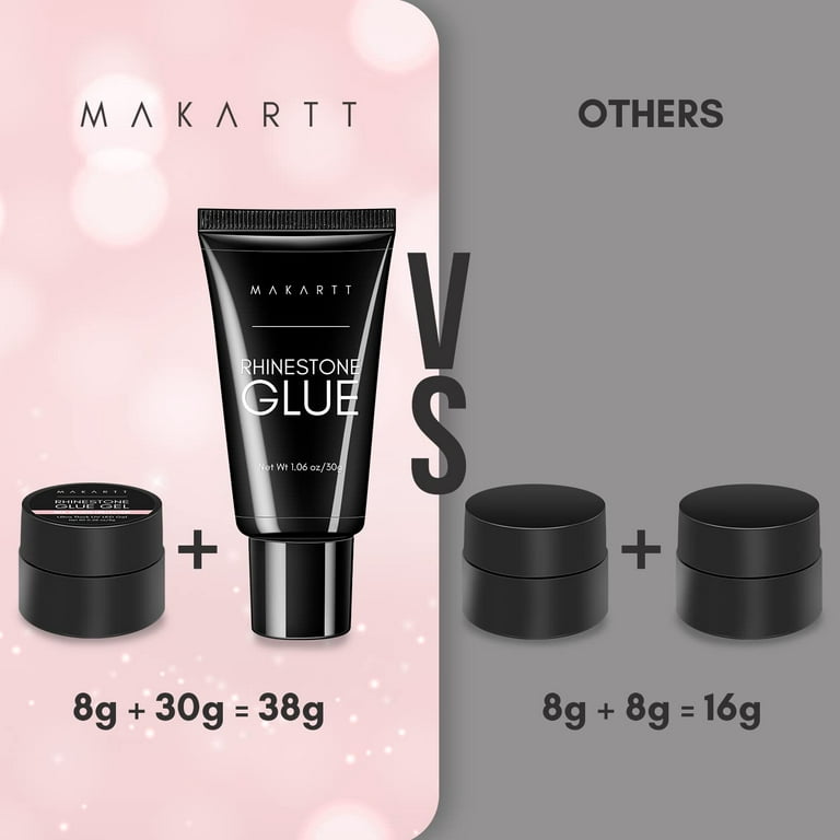 Makartt Nail Rhinestone Glue Gel Kit Super Strong Adhesive Nail Gelled Required, Size: 3pcs, Black