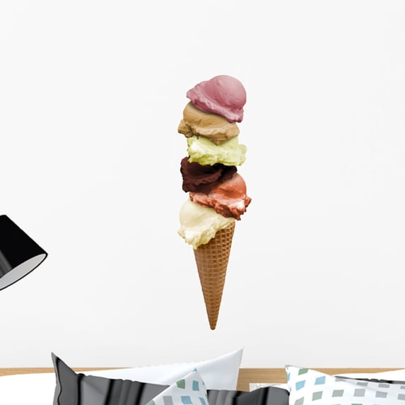 Vanilla Ice Cream Strawberry Wall Decal by Wallmonkeys Peel and Stick Graphic (24 in H x 7 in W) WM51947