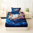thumbnail image 4 of Manfei Dreamy Spiral Galaxy Twin Sheets,Celestial Colorful Planets Bedding,Blue,3 Pieces,1 Flat Sheet,1 Fitted Sheet and 1 Pillowcase, 4 of 6