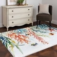 thumbnail image 4 of Summer Coastal Washable Area Rugs 4'x6', Coral Seaweed Shell Starfish Low Pile Throw Living Room Rug Non-Slip Sturdy Edge Binding Carpet for Indoor Entryway Bedside Kitchen, 4 of 9
