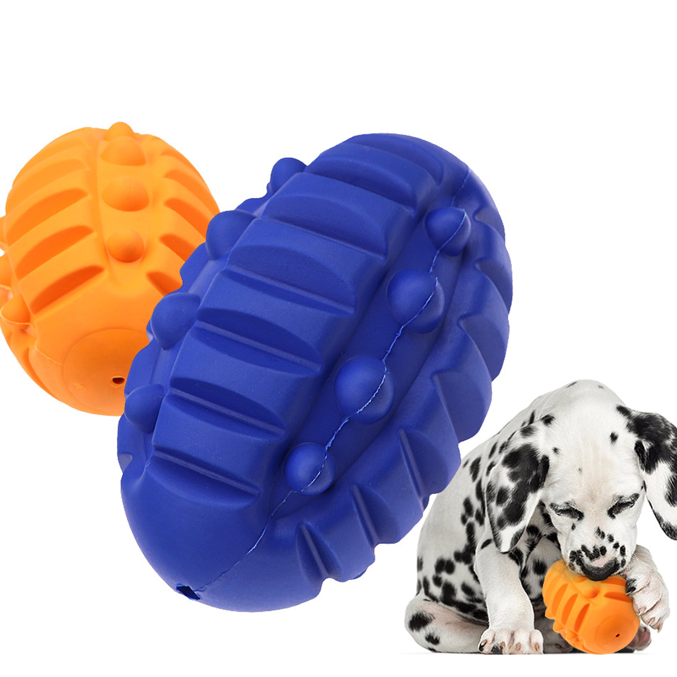 Wisfunlly Dog Chew Ball Ecofriendly Rugby Pet Interactive Toy with