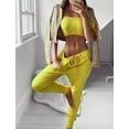 thumbnail image 4 of FANCYINN Women's Off Shoulder Two Piece Crop Top Tracksuit Outfits Set Short Sleeve Cute Jumpsuits with Pockets Neon Yellow M, 4 of 7