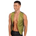thumbnail image 3 of YONGHS Mens Sequins Vest Jacket Formal Business Wedding Slim Fit Tuxedo Waistcoat Gold XL, 3 of 7