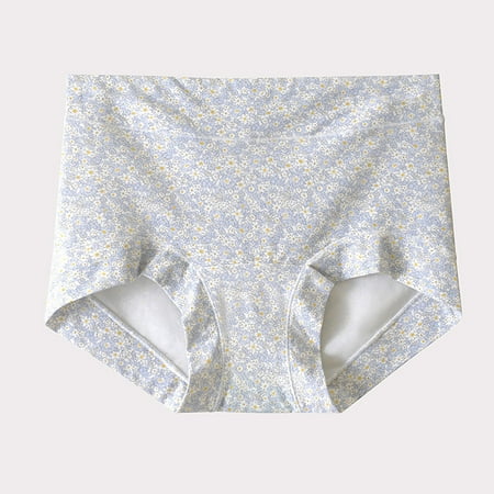 Women s Large Size Cotton Underwear  Floral Pattern  Mid Waist  Extended Crotch  Cinched Abdomen  Breathable Triangular Shorts  Comfortable Briefs  Plus Clothes for Women Plus Size | Blue M