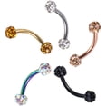 thumbnail image 2 of YISITIAN 16G Stainless Steel Body Piercing Jewelry, Rhinestone Curved Barbell Eyebrow Rings, Curved Eyebrow Rings Button Ring CJ919-6276, 2 of 5