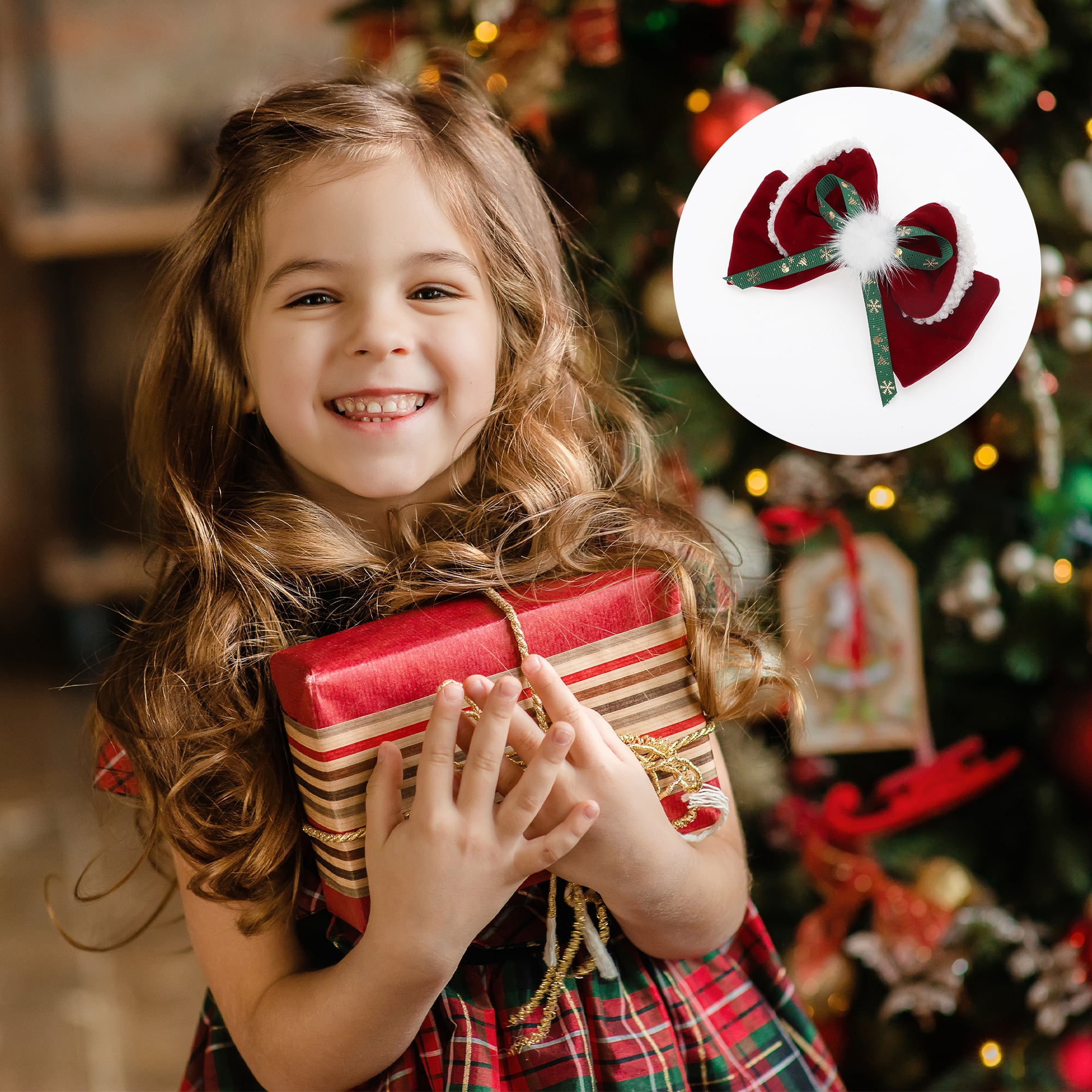 NOMADIC NOOK Christmas Hair Clips Sable Bow Red White 4 Pcs
