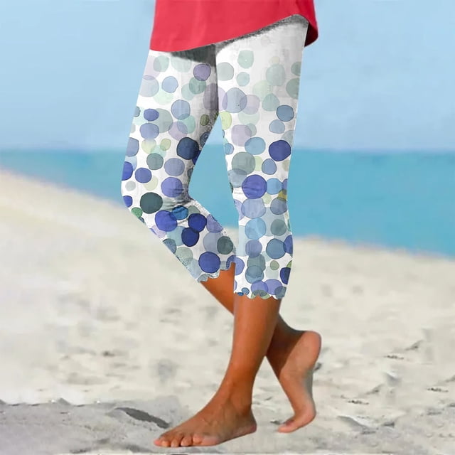 Jienlioq Pantalons Cargo Femmes Été Décontracté Taille Élastique Imprimé Pantalons de Plage Raccourcis