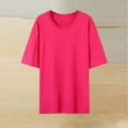 thumbnail image 2 of Timegard Tops for Women Crewneck Short Sleeve Loose Basic Tee Casual Comfy Solid Color Workout Tops, 2 of 3
