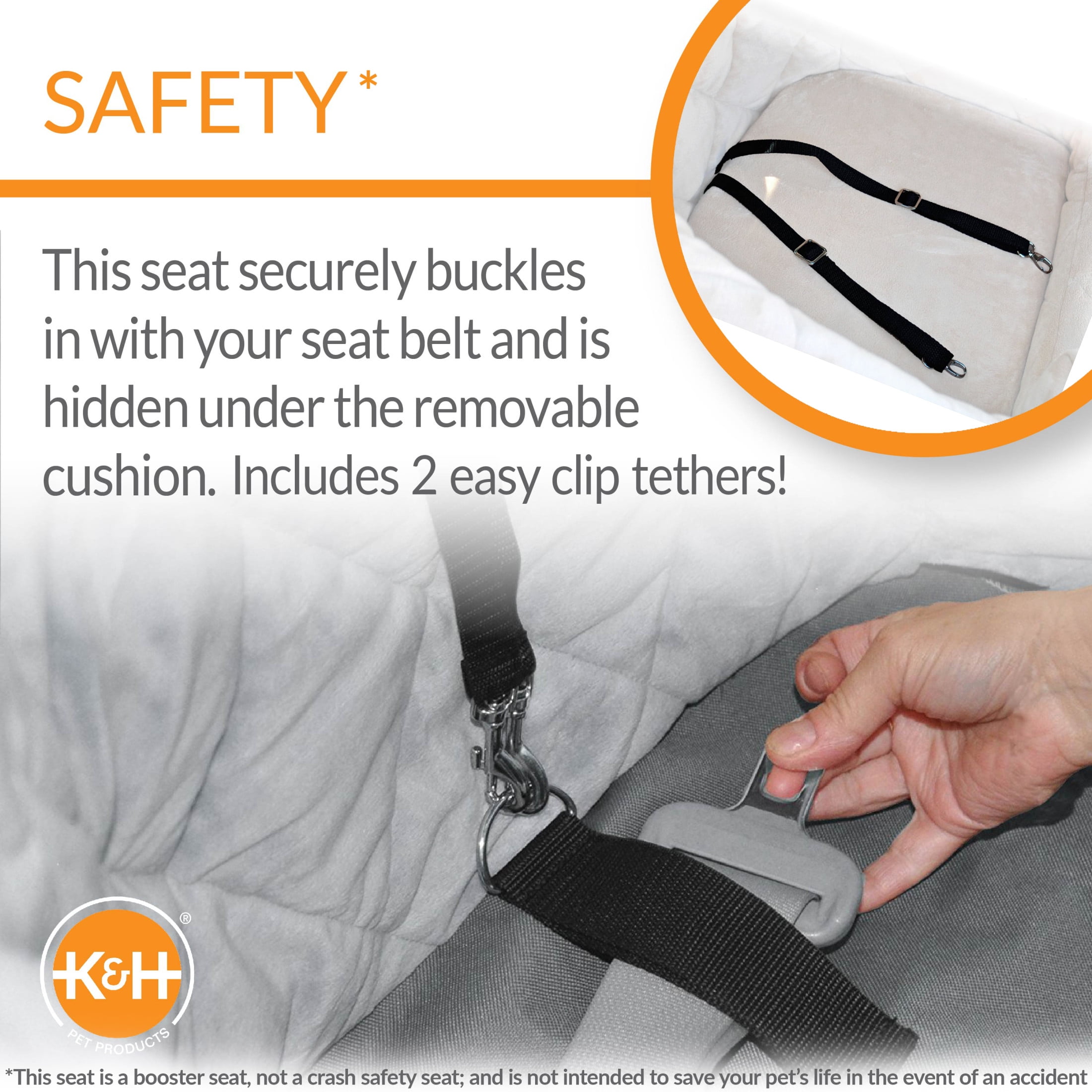 K&H Pet Products Bucket Booster Dog Car Seat Knockdown Gray/Gray Small