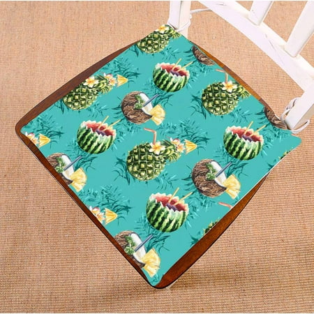 

PKQWTM cocktail fruit pineapple coconut watermelon leaves Chair Pads Chair Mat Seat Cushion Chair Cushion Floor Cushion Size 20x20 inches