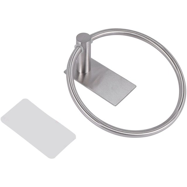 Anillo para toallas/toallero: toallero redondo autoadhesivo para baño, acero inoxidable plateado